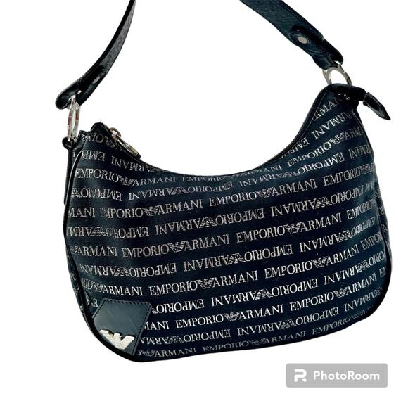 Emporio Armani Handbags - ARMANI EMPORIO shoulder bag in black with silver lettering